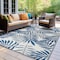 World Rug Gallery Palm Leaves Reversible Recycled Plastic 3' X 5' Navy Outdoor Rug 6065NAVY3X5 - alternate 4
